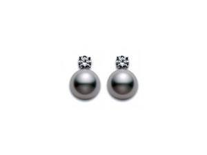 Silver South Sea Pearl & Diamond Earrings