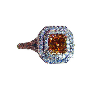 Fancy Brownish Orange and White Cocktail Ring