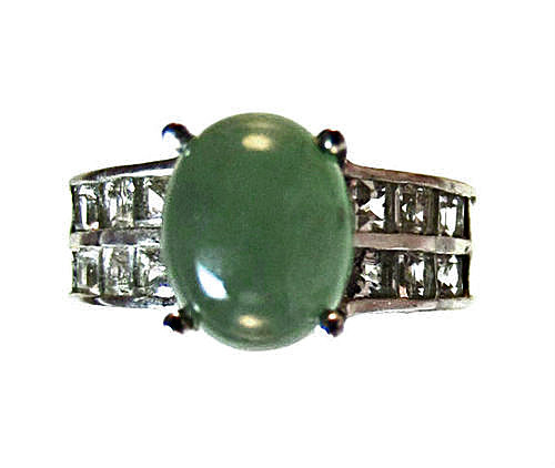 green emerald quartz and white topaz ring