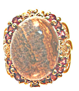 Jasper Picture and Mozambique Garnet Ring - KARIS Collection