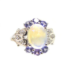 Australian Crystal Opal & Tanzanite Ring