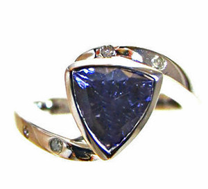 Tanzanite Trillion & Diamond Ring