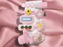 Fluffy Bunny Pink Barrettes 
