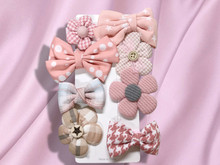 Pink Flowers & Bows Hair Barrettes 