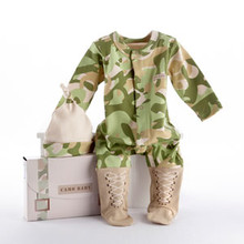  Baby Camo Two-Piece Layette Set in "Backpack" Gift Box