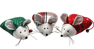 Fun vintage looking mouse with whiskers, and bell tail. Kitty will be batting and jingling along for hours.