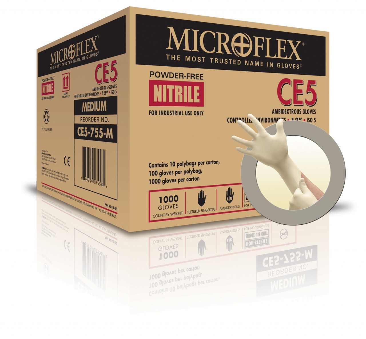 Microflex CE5-755 Cleanroom Nitrile Gloves