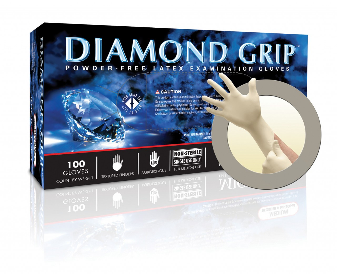 Microflex DGP-350L Diamond Grip Plus Latex Powder Free Gloves-Large 10 Boxes