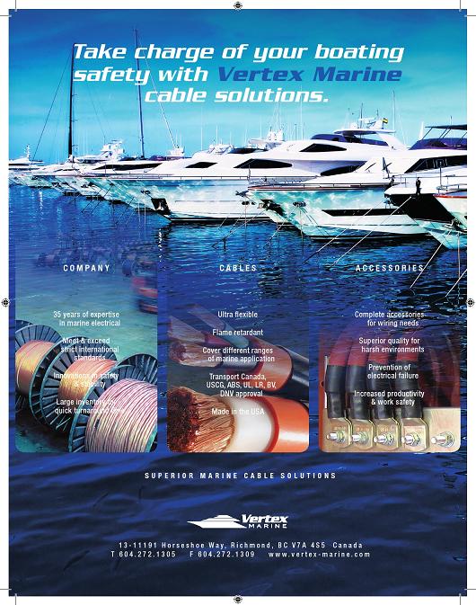 Vertex Marine ad for Pacific Yachting, Canadian Yachting and SEA Magazines