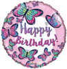 18 Inch Birthday Butterflies Mylar Foil Balloon