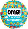 18 Inch Emoji OMG Birthday Mylar Foil Balloon