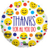18 Inch Emoji Thanks Mylar Foil Balloon