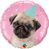 18" Studio Pets Party Pug Mylar Foil Balloon