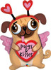 36" Pugs & Kisses Valentine Mylar Foil Balloon