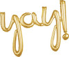 45" 'yay' Gold Script Shape Balloon