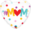 #M♥M 18" Heart-Shaped White Polka Dot Mylar Helium Balloon for Mother's Day
