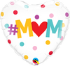 #M♥M 18" Heart-Shaped White Polka Dot Mylar Helium Balloon for Mother's Day