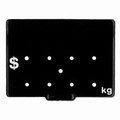 This ticket has four pairs of holes that are made for it to take the Dime-print Clip in number system to allow pricing up to $99.99 per Kg. The ticket measures 88 mm across by 63 mm high and is made of Heat resistant Poly carbonate. It will not break and is made for years of use,
 Use either P-Touch tape or write on with our recommended pens - see in notes above.