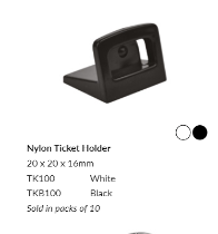 Black plastic ticket holder