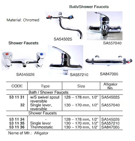 Impa 531132 Bath Shower Faucet Chromed Waterline Reversible 130