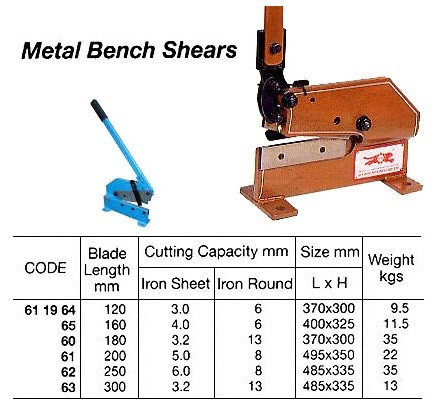 Impa 611965 Metal Bench Shear Cap 4mm Iron Sheet Manual Operated