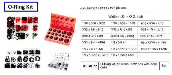 Impa O Ring Kit 17sizes 222pcs In Acryl Case