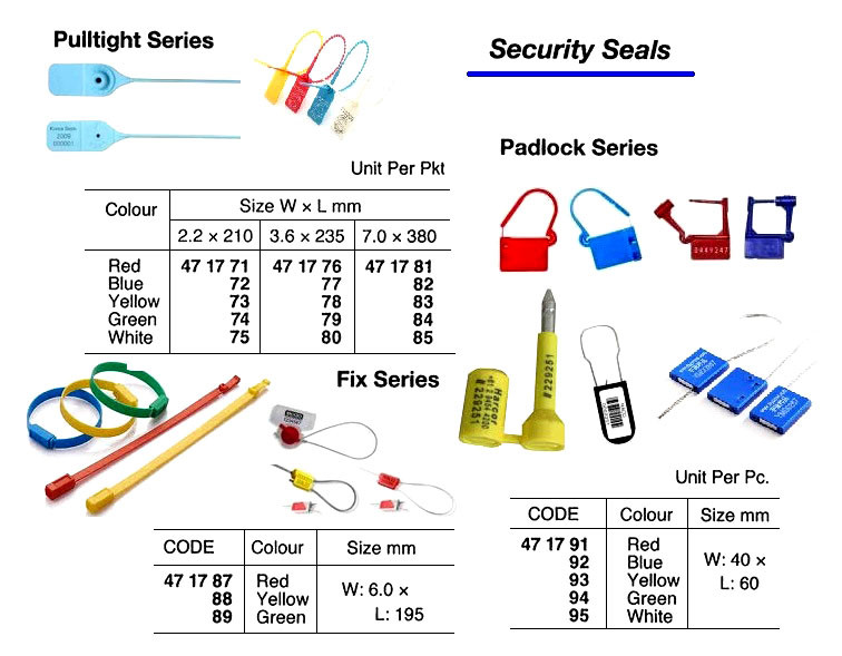 IMPA 471783 Security seals Pulltight 380 mm numbered set a 100 Yellow