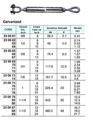 IMPA 230661 TURNBUCKLE U.S.TYPE GALV. 3/8