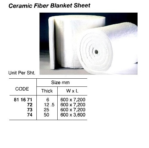 IMPA 811673 CERAMIC FIBER BLANKET SHEET 610 MM 7320MM 25 MM