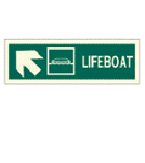 IMPA 334302 Direction sign (PV) - Lifeboat arrow cross left up