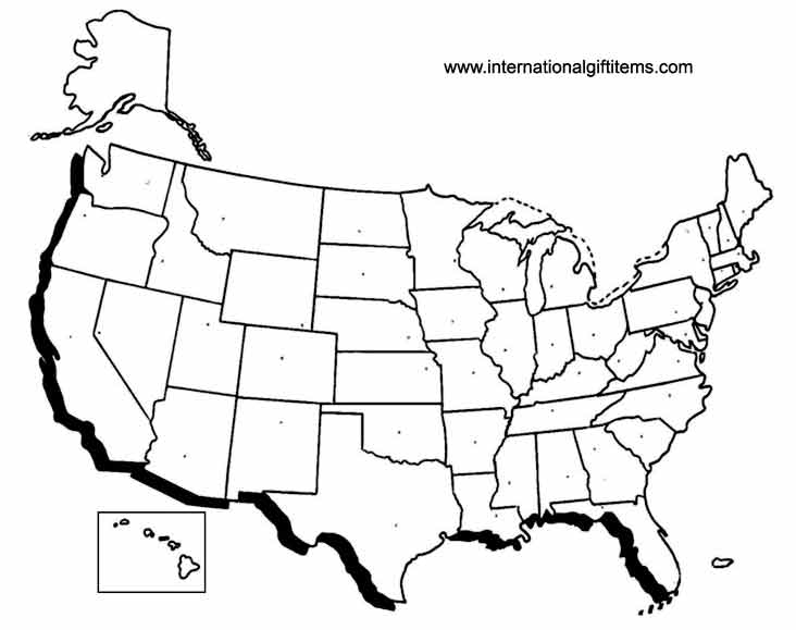 Blank Physical Map United States