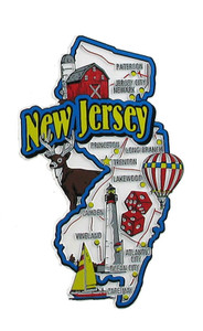 USA map state magnet - NJ