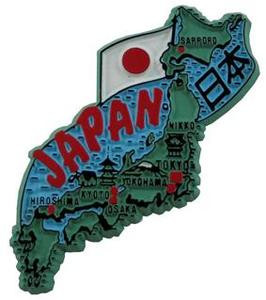 Japan country shaped magnetic map