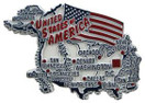 USA country shaped magnetic map