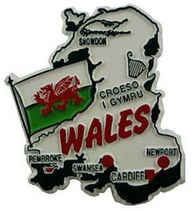 Wales GB country shaped magnetic map