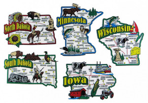 IA, MN, ND, SD, WI map state magnets