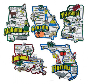 AL, FL, GA, LA, MS map state magnets