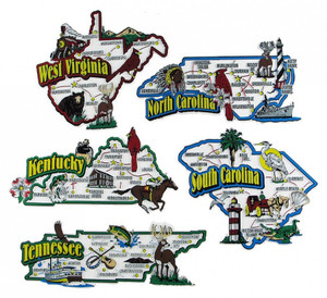 KY, NC, SC, TN, WV map state magnets