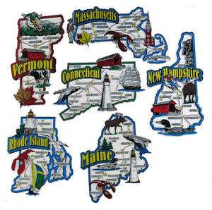 CT, MA, ME, NH, RI, VT map state magnets
