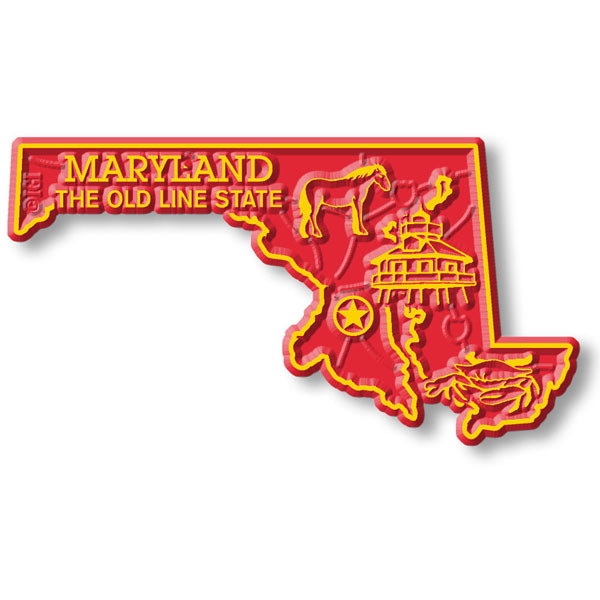 Maryland with State Flag Design Decowood Fridge Magnet