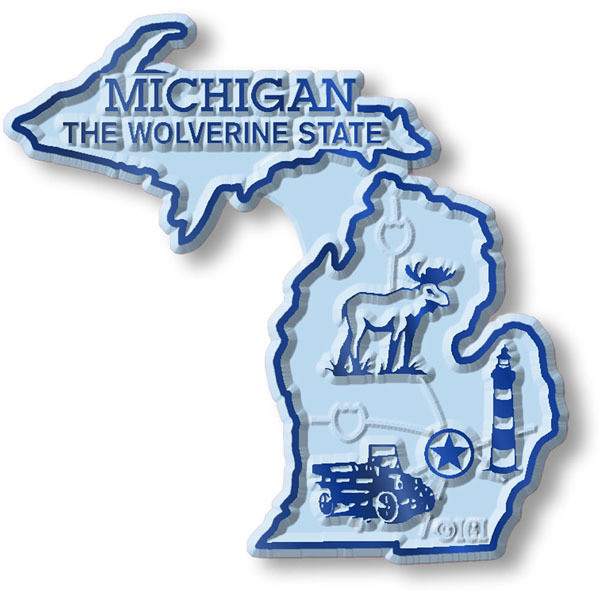 103 Michigan Schriftzug USA Souvenir Rubber Magnet,Amerika,Neu 