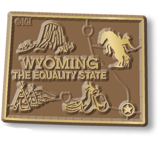 Details about     WYOMING  "THE EQUALITY STATE"  WY OUTLINE MAP MAGNET in Souvenir Bag 