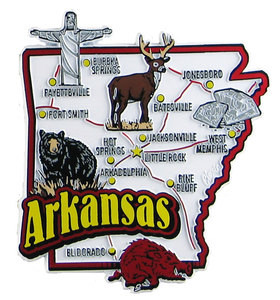 ARKANSAS   AR   THE NATURAL STATE  OUTLINE MAP MAGNET   NEW 