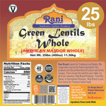 Rani Green Lentils Whole  400oz (25lbs) 11.36kg Bulk Box ~ All Natural | Vegan | Gluten Friendly | Product of USA