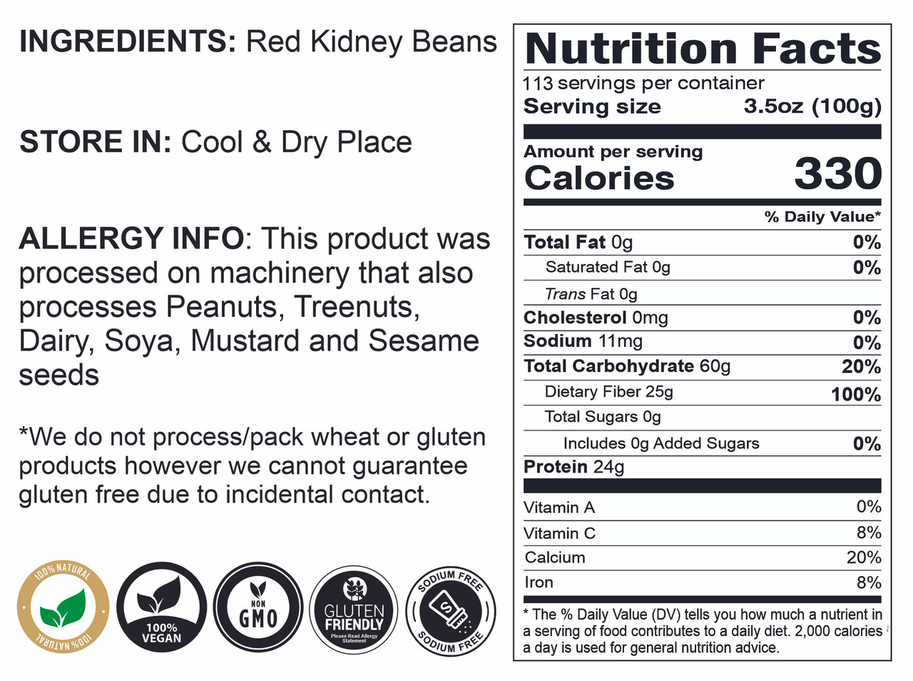 Rani Red Kidney Beans, Light 128oz (8lbs) 3.63kg Bulk ~ All Natural | Vegan | Gluten Friendly | Non-GMO | Raj mAh