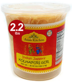 Asian Kitchen Kolhapuri Gur (Jaggery) 35oz (2.2lbs) 1kg PET Jar ~ Unrefined Cane Sugar, No Color added, Gluten Friendly | Vegan | NON-GMO | No Salt or fillers