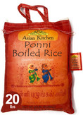 Asian Kitchen Ponni Boiled Rice 20-Pound Bag, 20lbs (9.08kg) Short Grain Par Boiled Rice ~ All Natural | Gluten Friendly | Vegan | Indian Origin | Export Quality