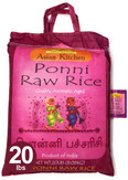 Asian Kitchen Ponni Raw Rice 20-Pound Bag, 20lbs (9.08kg) Short Grain Rice ~ All Natural | Gluten Friendly | Vegan | Indian Origin | Export Quality