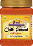 Rani Chilli Powder (Mirchi) Ground Indian Spice 16oz (1lb) 454g PET Jar ~ All Natural | Salt-Free | Vegan | No Colors | Gluten Friendly | NON-GMO | Kosher | Indian Origin