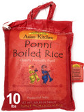 Asian Kitchen Ponni Boiled Rice 10-Pound Bag, 10lbs (4.54kg) Short Grain Par Boiled Rice ~ All Natural | Gluten Friendly | Vegan | Indian Origin | Export Quality